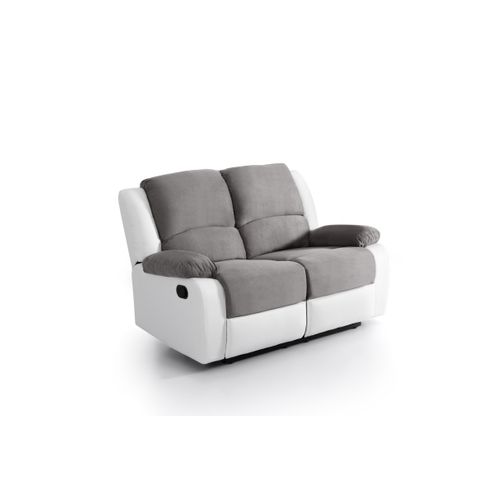 Canapé Relaxation 2 Places Microfibre / Simili Detente -  Blanc / Gris