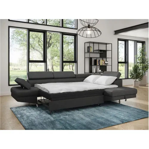 Canapé D'angle Rio Convertible Avec Coffre En Tissu - Angle Droit,  Gris Foncé