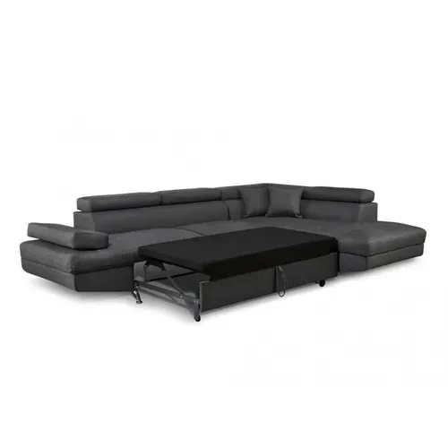 Canapé D'angle Rio Convertible Avec Coffre En Tissu - Angle Droit,  Gris Foncé