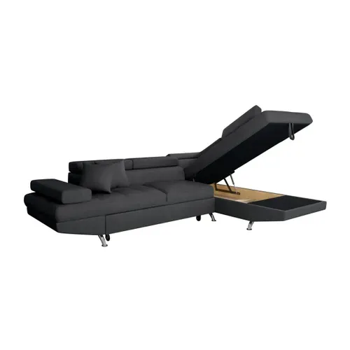 Canapé D'angle Rio Convertible Avec Coffre En Tissu - Angle Droit,  Gris Foncé