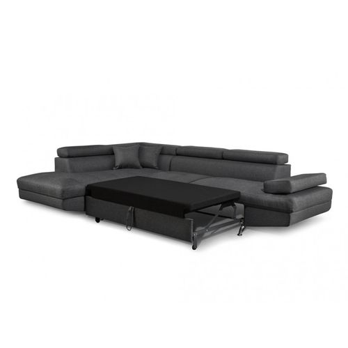 Canapé D'angle Rio Convertible Avec Coffre En Tissu - Angle Gauche, Gris Foncé