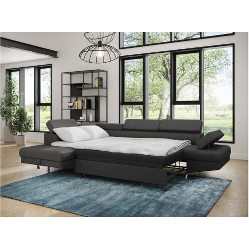 Canapé D'angle Rio Convertible Avec Coffre En Tissu - Angle Gauche, Gris Foncé