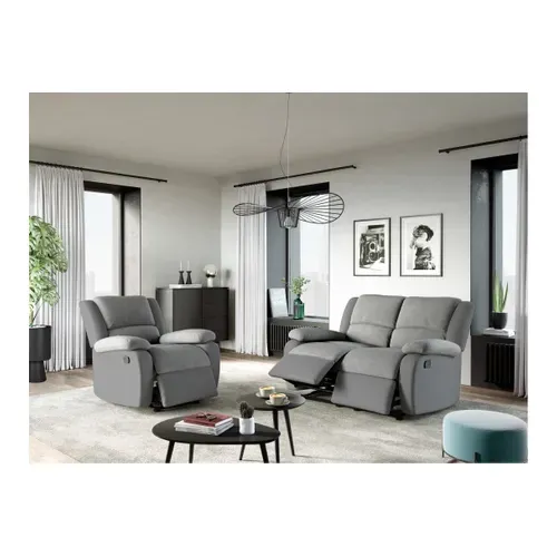 Relaxxo - Fauteuil Relaxation 1 Place Microfibre Et Simili Leo - Gris