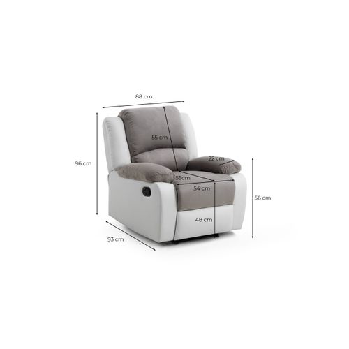 Relaxxo - Fauteuil Relaxation 1 Place Microfibre Et Simili Leo - Gris