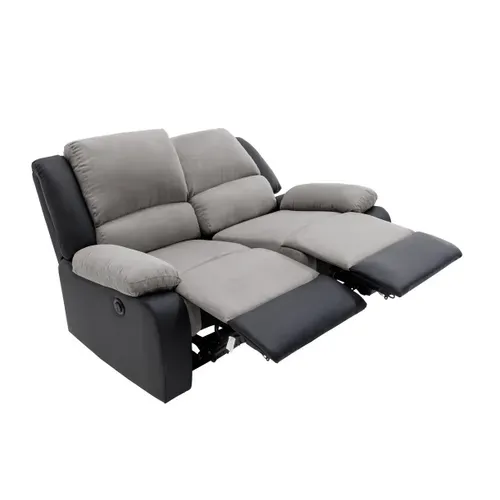 Canapé De Relaxation Électrique 2 Places Microfibre / Simili Detente -  Gris / Noir