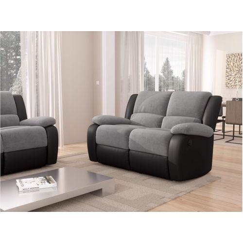 Canapé De Relaxation Électrique 2 Places Microfibre / Simili Detente -  Gris / Noir