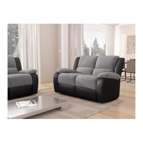 Canapé De Relaxation Électrique 2 Places Microfibre / Simili Detente -  Gris / Noir