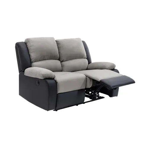 Canapé De Relaxation Électrique 2 Places Microfibre / Simili Detente -  Gris / Noir
