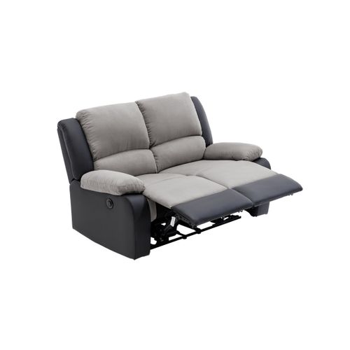 Canapé De Relaxation Électrique 2 Places Microfibre / Simili Detente -  Gris / Noir