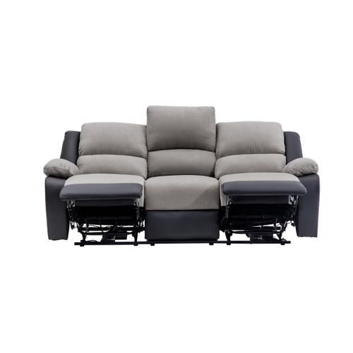 Canapé De Relaxation Électrique 3 Places Microfibre / Simili Detente -  Gris / Noir