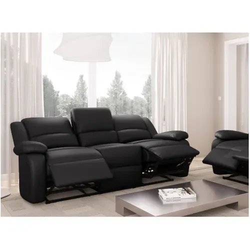 Canapé De Relaxation Électrique 3 Places En Simili Detente - Noir