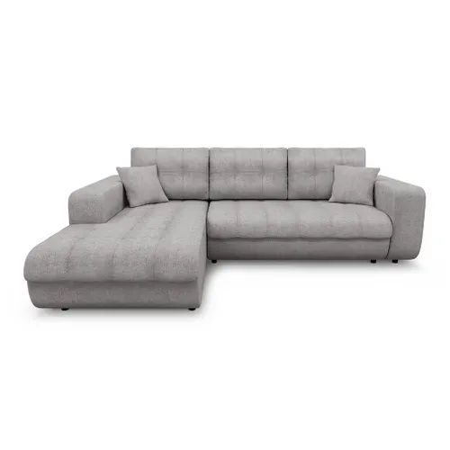Canapé D'angle Suzie Convertible En Tissu - Angle Gauche,  Gris Clair