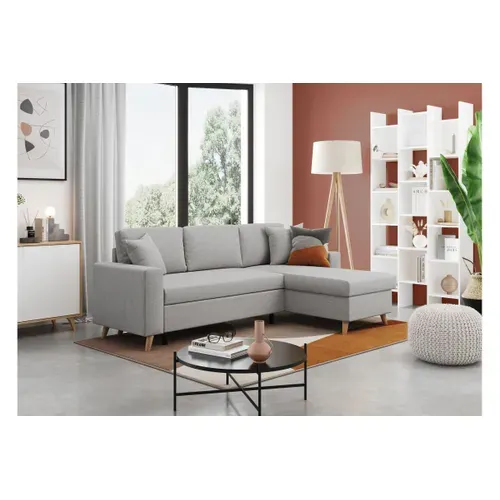 Canapé D'angle Maria Scandinave Réversible Et Convertible -  Gris Clair
