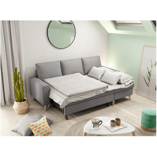 Canapé D'angle Maria Scandinave Réversible Et Convertible -  Gris Clair