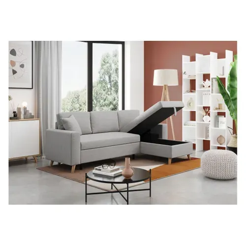 Canapé D'angle Maria Scandinave Réversible Et Convertible -  Gris Clair