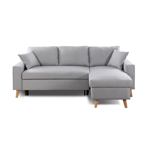 Canapé D'angle Maria Scandinave Réversible Et Convertible -  Gris Clair