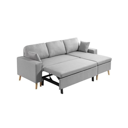Canapé D'angle Maria Scandinave Réversible Et Convertible -  Gris Clair