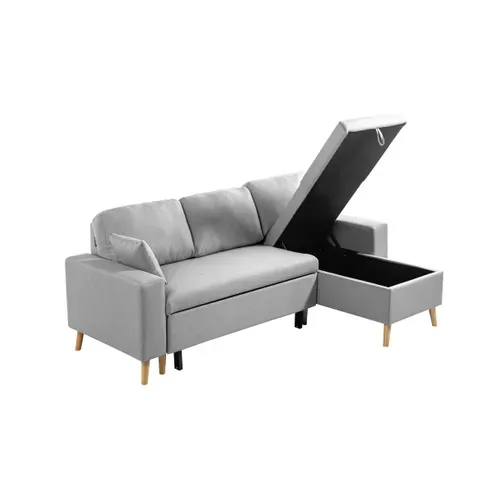 Canapé D'angle Maria Scandinave Réversible Et Convertible -  Gris Clair