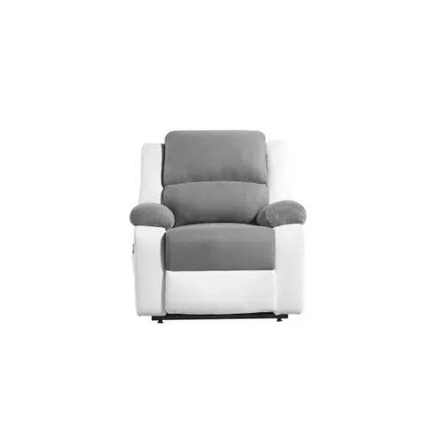 Relaxxo - Fauteuil De Relaxation Releveur électrique 1 Place Microfibre / Simili Leo - Blanc Et Gris
