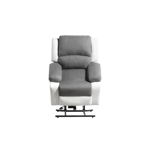 Relaxxo - Fauteuil De Relaxation Releveur électrique 1 Place Microfibre / Simili Leo - Blanc Et Gris