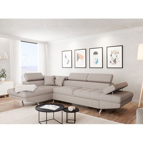 Canapé D'angle Rio Convertible Avec Coffre En Tissu - Angle Gauche,  Beige