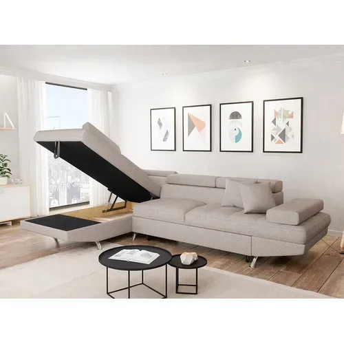 Canapé D'angle Rio Convertible Avec Coffre En Tissu - Angle Gauche,  Beige