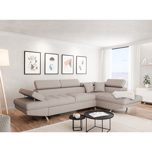 Canapé D'angle Rio Convertible Avec Coffre En Tissu - Angle Droit,  Beige