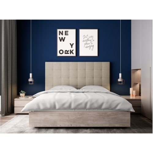 Tête De Lit Capitonnée En Tissu Megan -  Beige, Largeur - 140 Cm