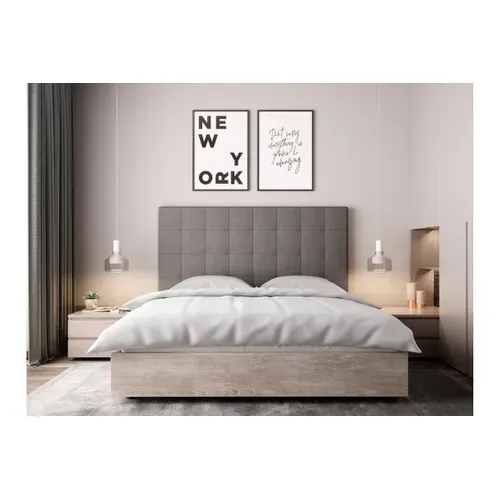 Tête De Lit Capitonnée En Tissu Megan -  Gris, Largeur - 140 Cm