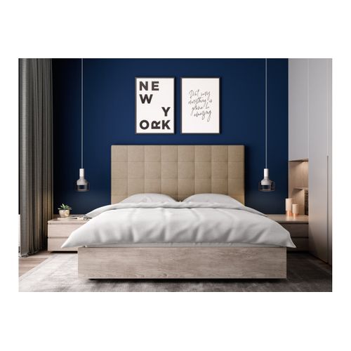 Tête De Lit Capitonnée En Tissu Megan -  Beige, Largeur - 160 Cm