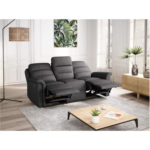 Canapé De Relaxation 3 Places En Tissu Gris Léon -  Gris Foncé