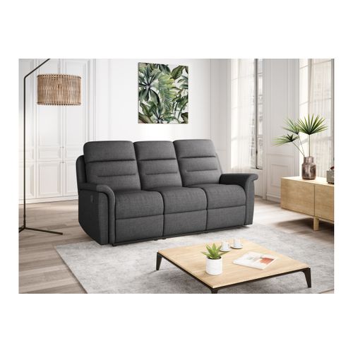 Canapé De Relaxation 3 Places En Tissu Gris Léon -  Gris Foncé