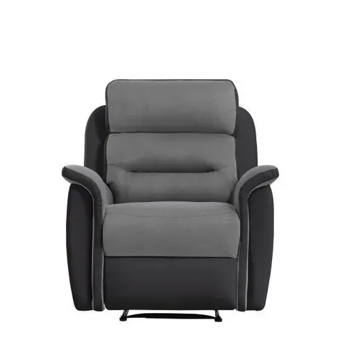 Fauteuil De Relaxation 1 Place En Microfibre Et Simili Léon - Gris Et Noir