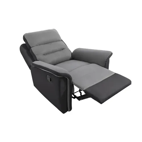 Fauteuil De Relaxation 1 Place En Microfibre Et Simili Léon - Gris Et Noir