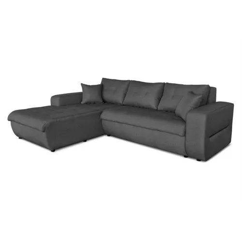 Canapé D'angle Suzie Convertible En Tissu - Angle Gauche,  Gris Foncé