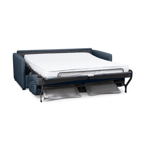 Canapé Convertible Express 3 Places Agathe En Tissu - Matelas 13cm - Bleu Foncé, Couchage 160x190cm