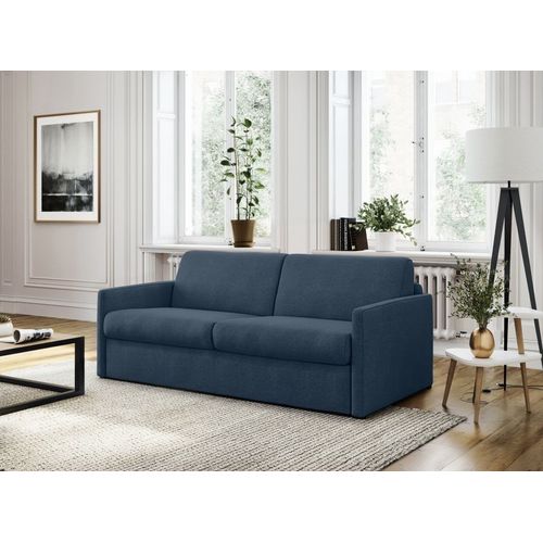 Canapé Convertible Express 3 Places Agathe En Tissu - Matelas 13cm - Bleu Foncé, Couchage 160x190cm