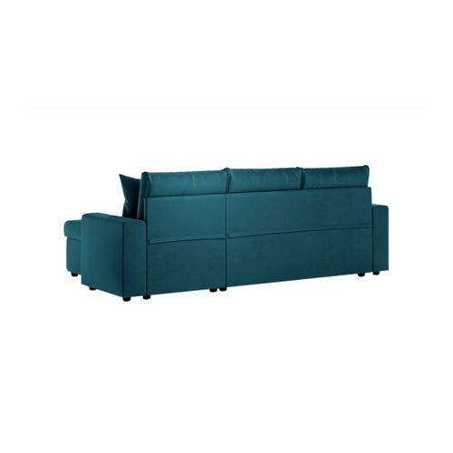 Canapé D'angle Maria Réversible Et Convertible Avec Coffre En Velours -  Bleu