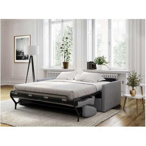 Canapé Convertible Express 3 Places Agathe En Tissu - Matelas 13cm - Gris Clair, Couchage 140x190cm