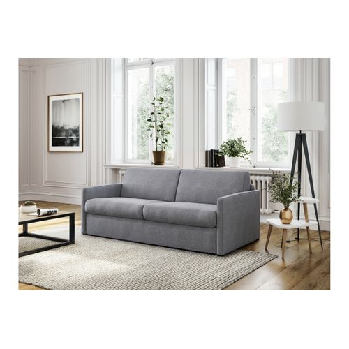 Canapé Convertible Express 3 Places Agathe En Tissu - Matelas 13cm - Gris Clair, Couchage 140x190cm