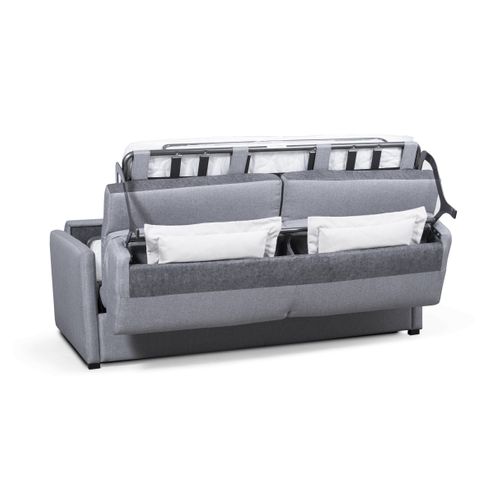 Canapé Convertible Express 3 Places Agathe En Tissu - Matelas 13cm - Gris Clair, Couchage 140x190cm