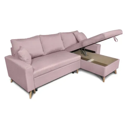 Canapé D'angle Maria Scandinave Réversible Et Convertible -  Vieux Rose