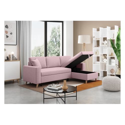 Canapé D'angle Maria Scandinave Réversible Et Convertible -  Vieux Rose