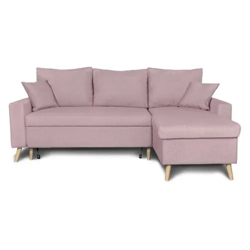 Canapé D'angle Maria Scandinave Réversible Et Convertible -  Vieux Rose