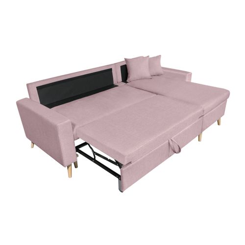 Canapé D'angle Maria Scandinave Réversible Et Convertible -  Vieux Rose