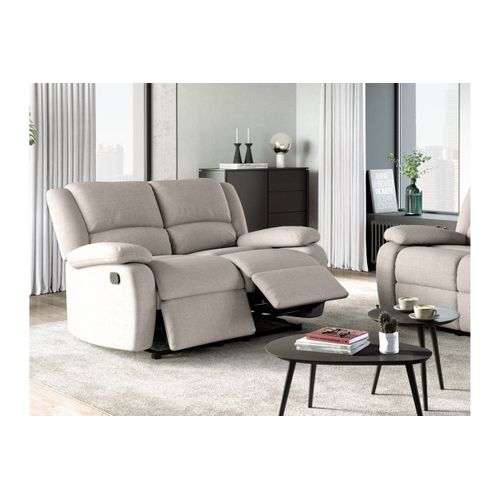 Relaxxo - Canapé Relaxation Manuel 2 Places Leo En Tissu - Beige