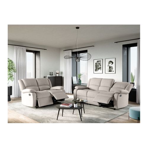 Relaxxo - Canapé Relaxation Manuel 2 Places Leo En Tissu - Beige