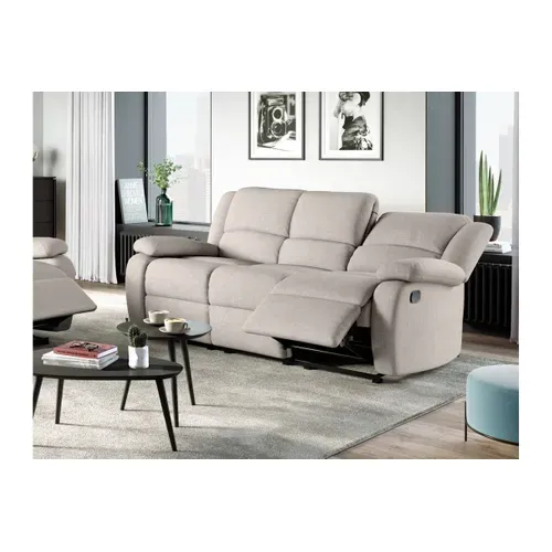 Relaxxo - Canapé Relaxation Manuel 3 Places Leo En Tissu - Beige