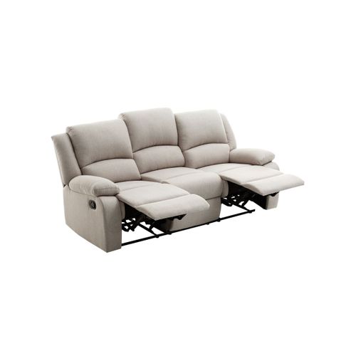 Relaxxo - Canapé Relaxation Manuel 3 Places Leo En Tissu - Beige