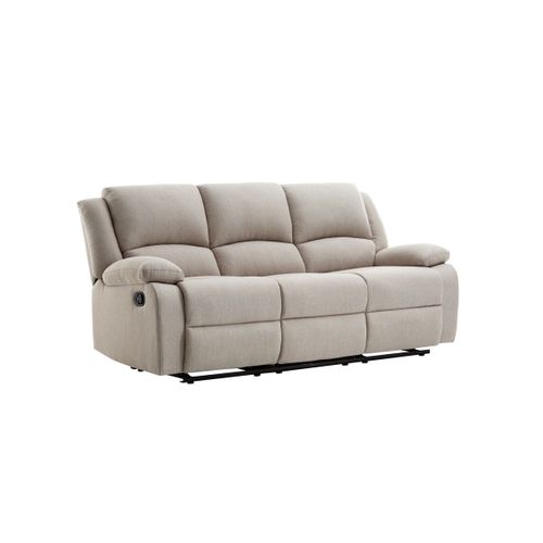 Relaxxo - Canapé Relaxation Manuel 3 Places Leo En Tissu - Beige
